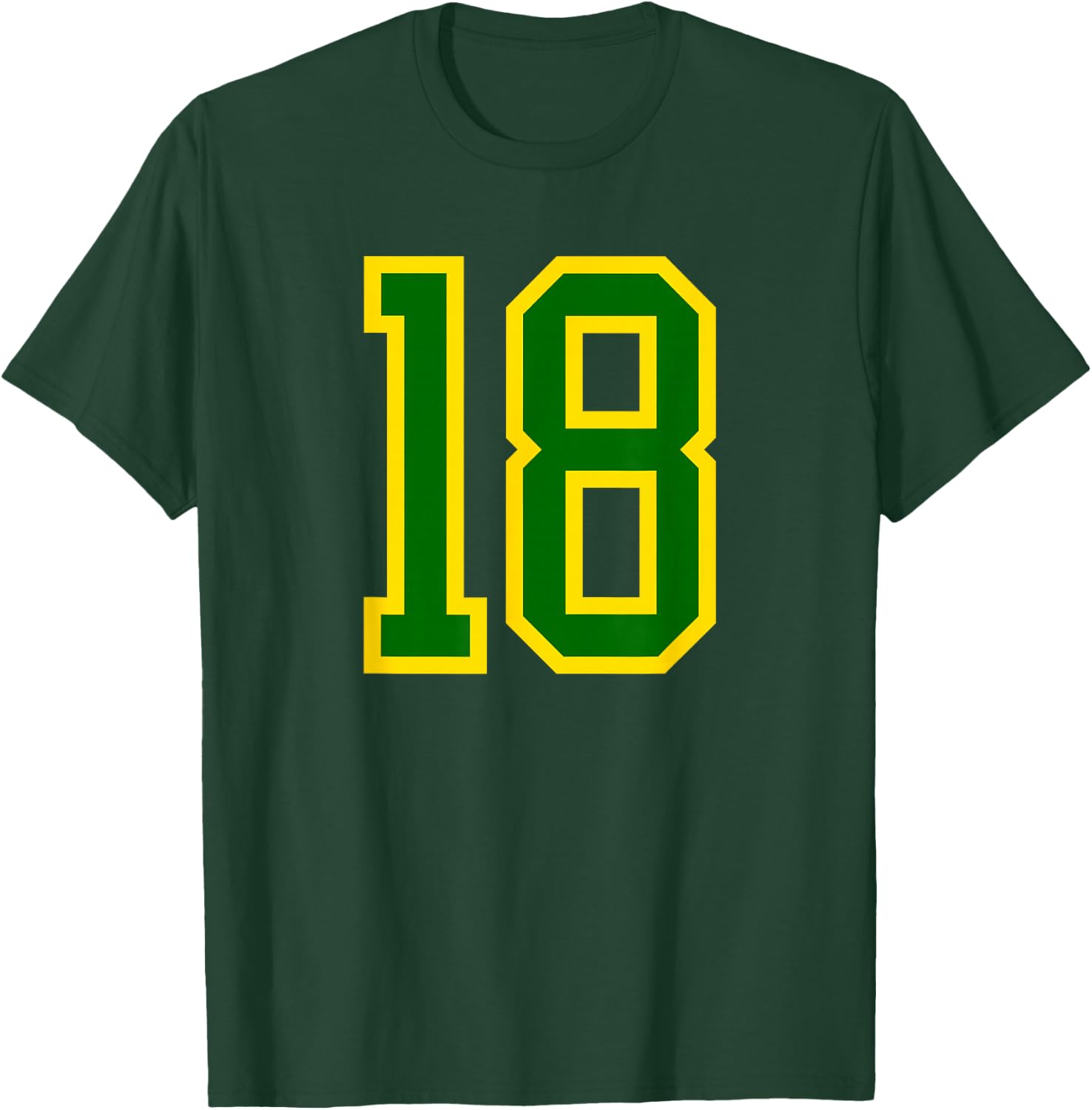 Green Yellow Sport Number #18 T-Shirt - T-Shirt | Forest