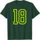 Green Yellow Sport Number #18 T-Shirt - T-Shirt | Forest