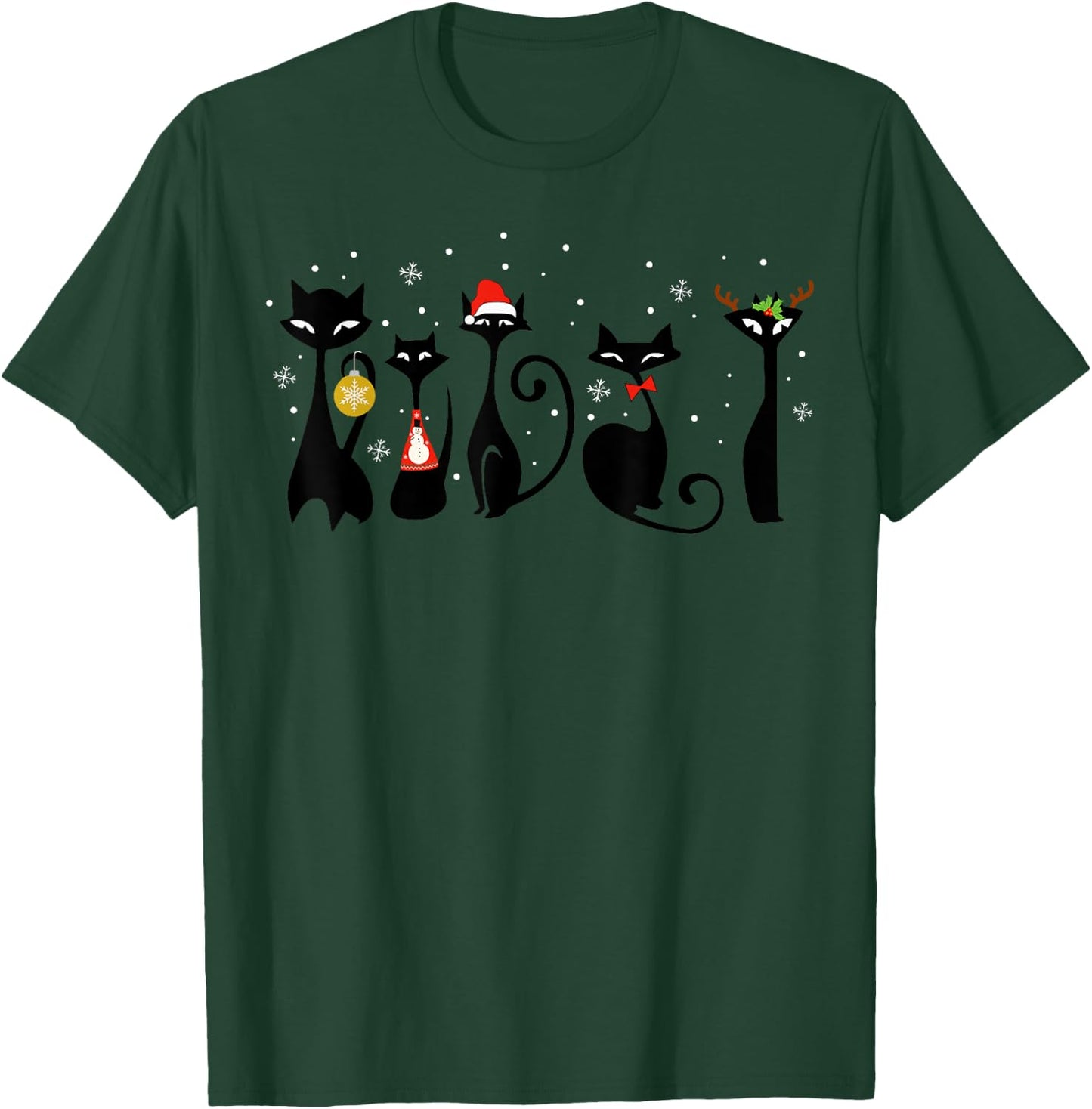 Mid Century Modern Look Cats Christmas Retro 50s 60s Xmas T-Shirt - T-Shirt | Forest