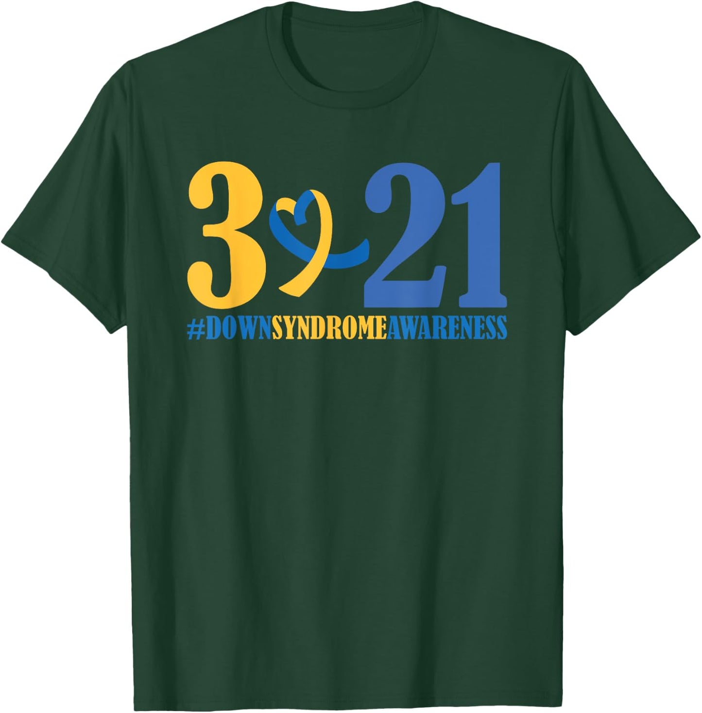 Blue Yellow Heart 21 World Down Syndrome Awareness Day 3 21 T-Shirt - T-Shirt | Forest