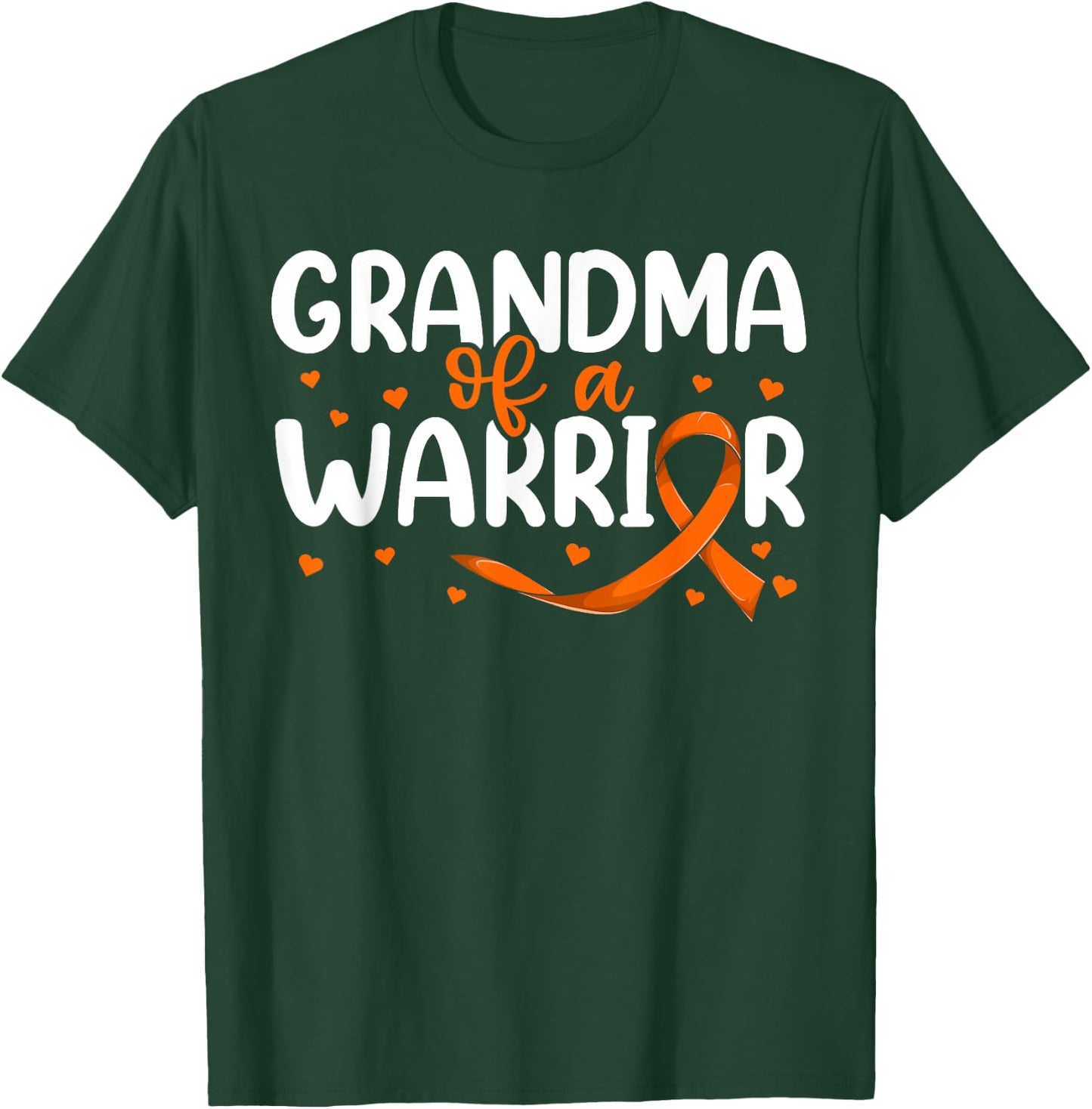 Orange Ribbon Leukemia Grandkids Shirt, Grandma Of A Warrior T-Shirt - T-Shirt | Forest
