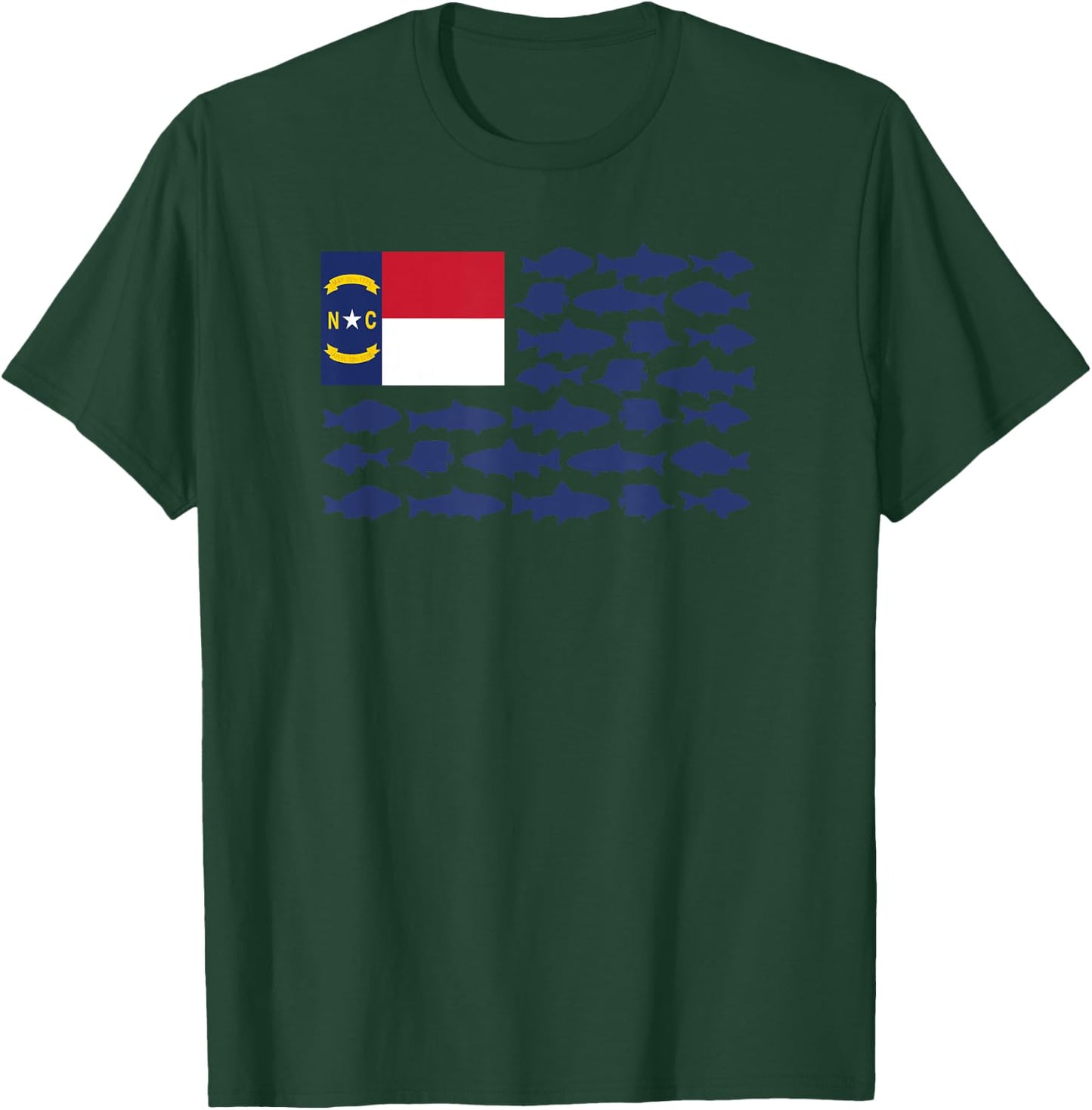 North Carolina Saltwater Fishing Love Fish NC Flag Themed T-Shirt - T-Shirt | Forest