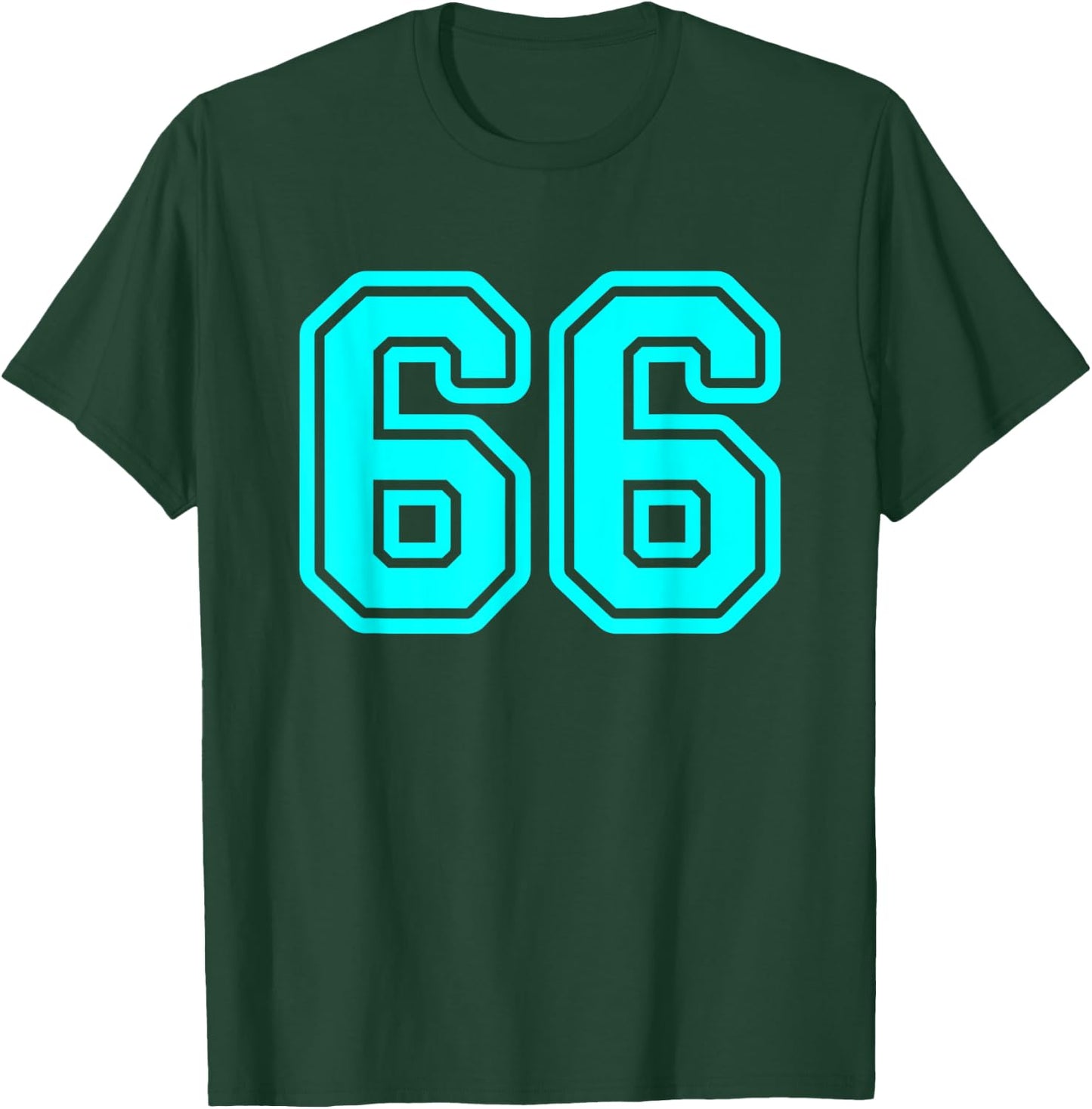 Jersey #66 Cyan Sports Team Jersey Number 66 T-Shirt - T-Shirt | Forest