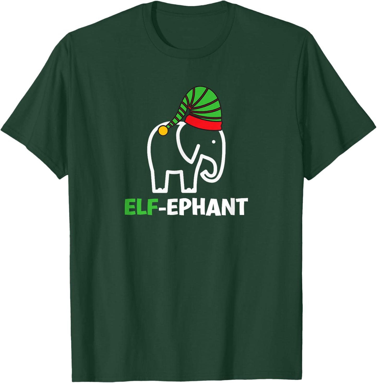 Elephants Christmas Funny Elf-Ephant Elf Elephant Xmas T-Shirt - T-Shirt | Forest