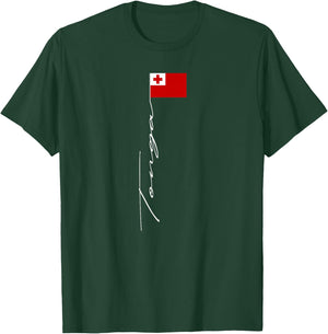 Tonga Signature Flag Pole Patriotic Tonga Flag T-Shirt - T-Shirt | Forest