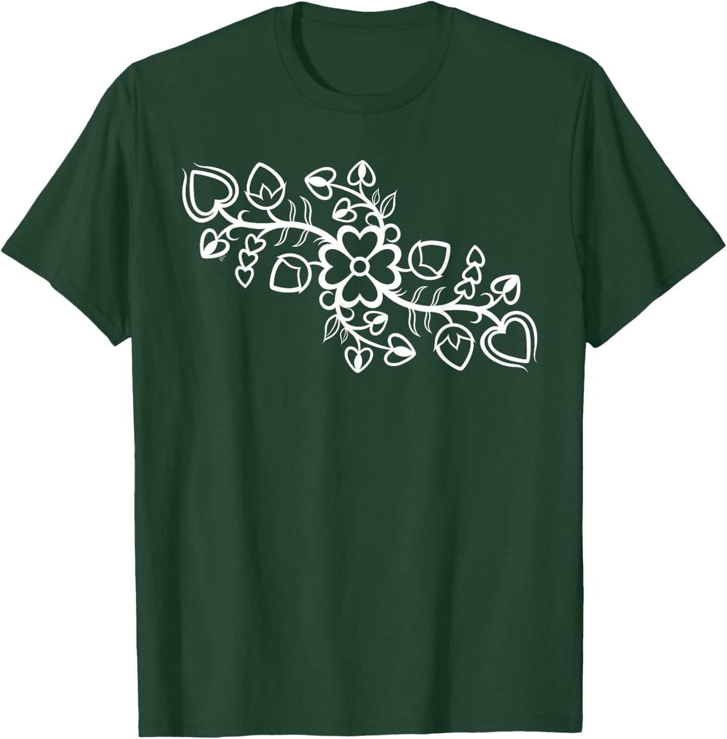 Anishinaabe Ojibwe Floral Native American Outline T-Shirt - T-Shirt | Forest
