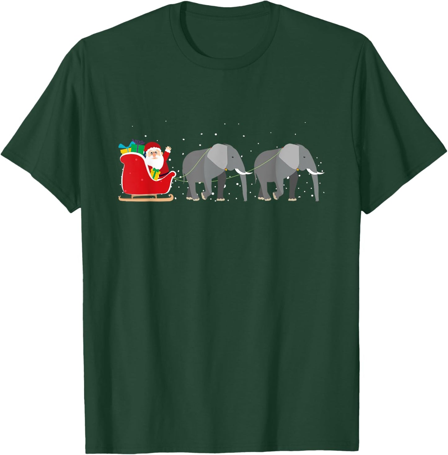 Elephant Santa Christmas Sleigh - Funny Elephant Xmas T-Shirt - T-Shirt | Forest