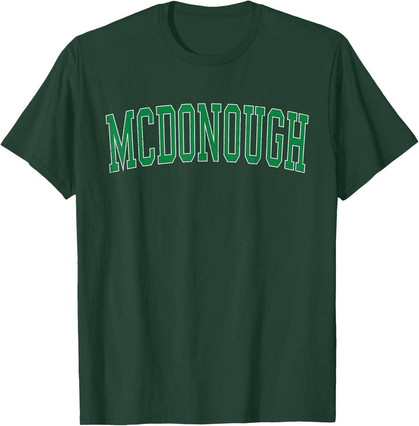 Vintage McDonough GA Distressed Green Varsity Style T-Shirt - T-Shirt | Forest