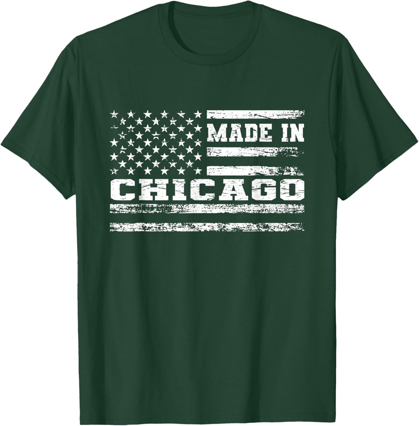 Made In Chicago Vintage US Flag T-Shirt - T-Shirt | Forest