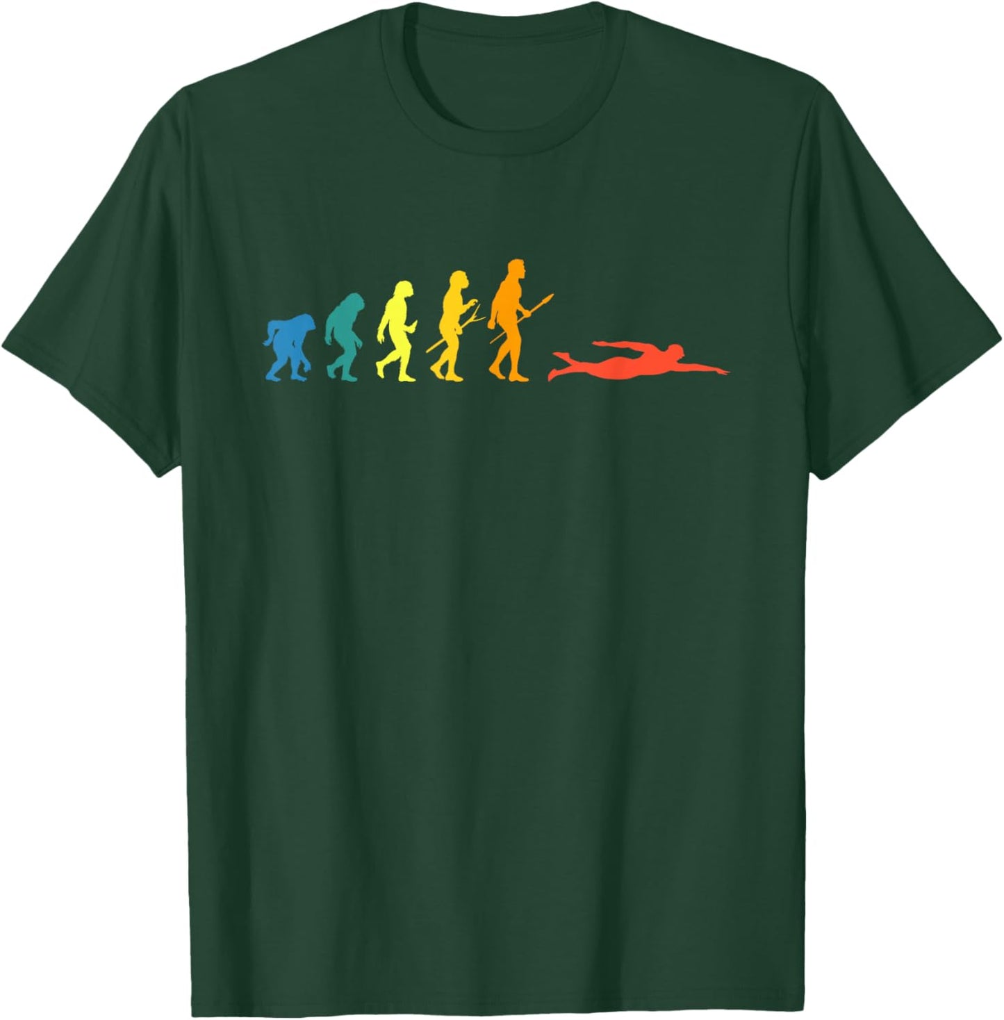 Retro Swimming Evolution For Swimmers Summer Water Lovers T-Shirt - T-Shirt | Forest