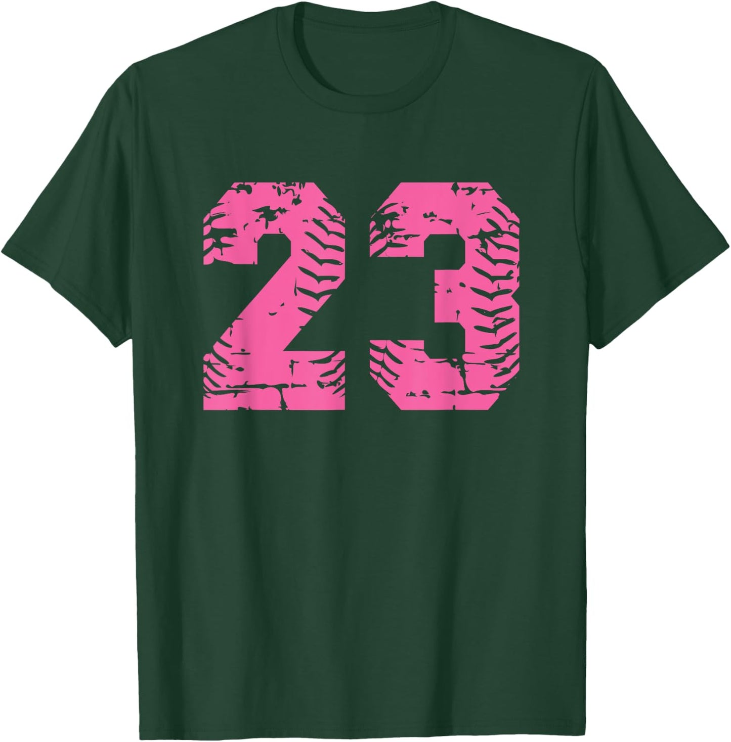 Baseball Softball Number #23 Pink Grunge Number T-Shirt - T-Shirt | Forest