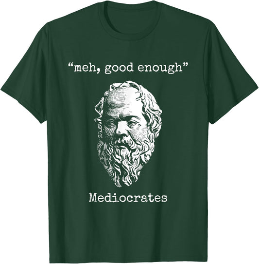 Mediocrates: Meh, Good Enough - Lazy Logic Sloth Wisdom Meme T-Shirt - T-Shirt | Forest
