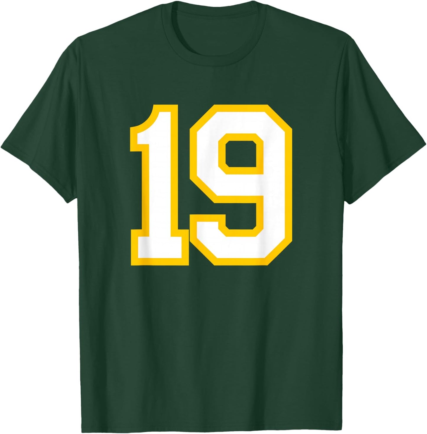 Yellow White Sports Team Number #19 T-Shirt - T-Shirt | Forest