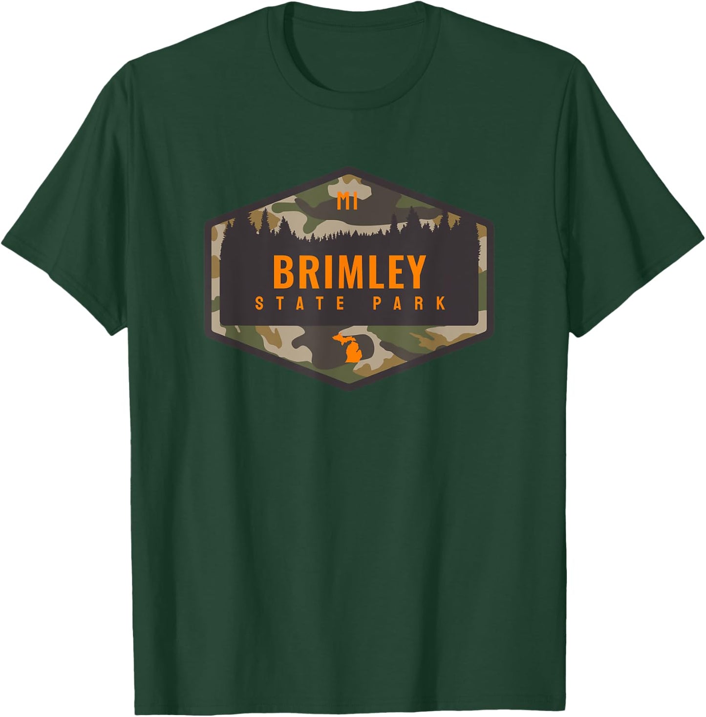 Brimley State Park Michigan MI Camouflage Vacation T-Shirt - T-Shirt | Forest