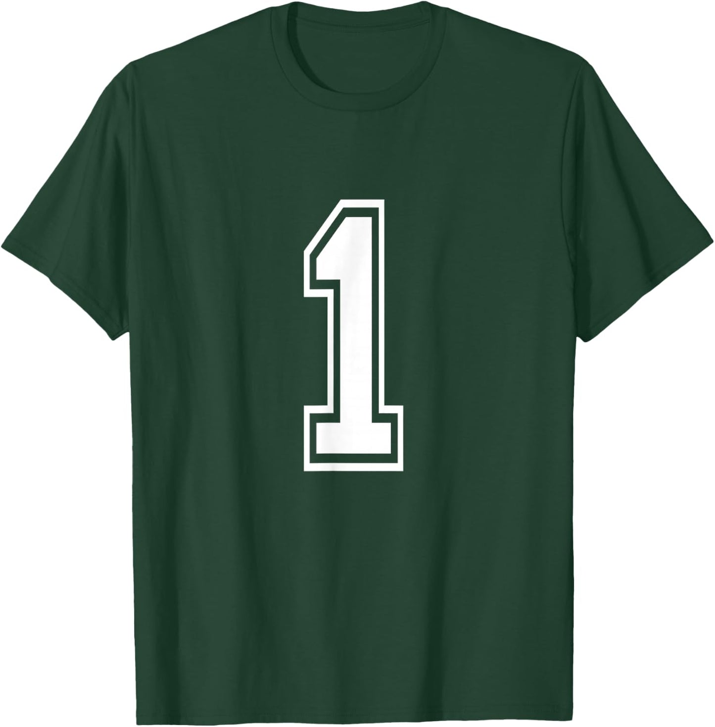 Number 1 Front + Back Varsity Sports Team 1st Birthday T-Shirt - T-Shirt | Forest