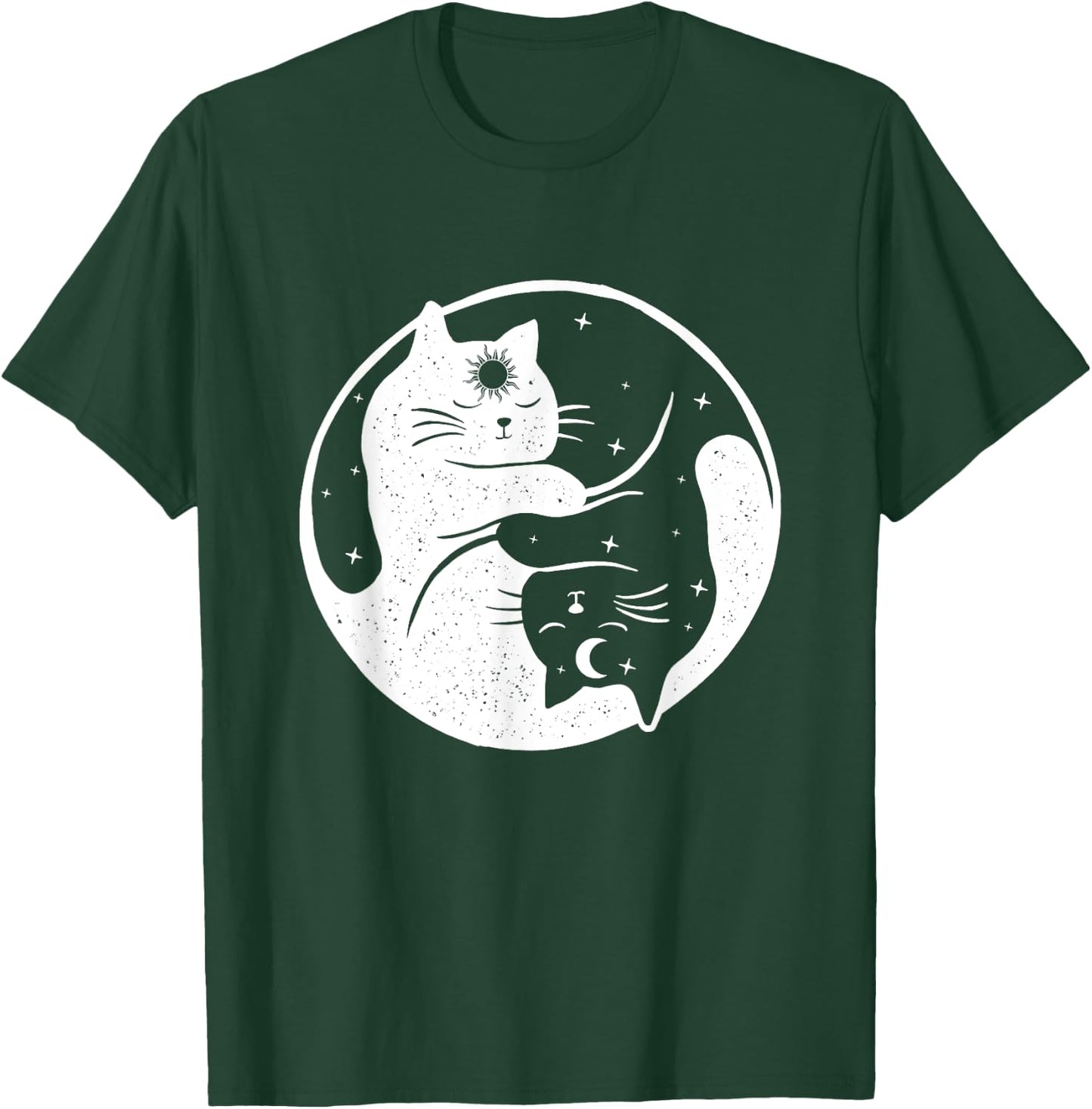 Cat Sun And Moon - Sleeping Kitty Kitten Pet Animal Lover T-Shirt - T-Shirt | Forest