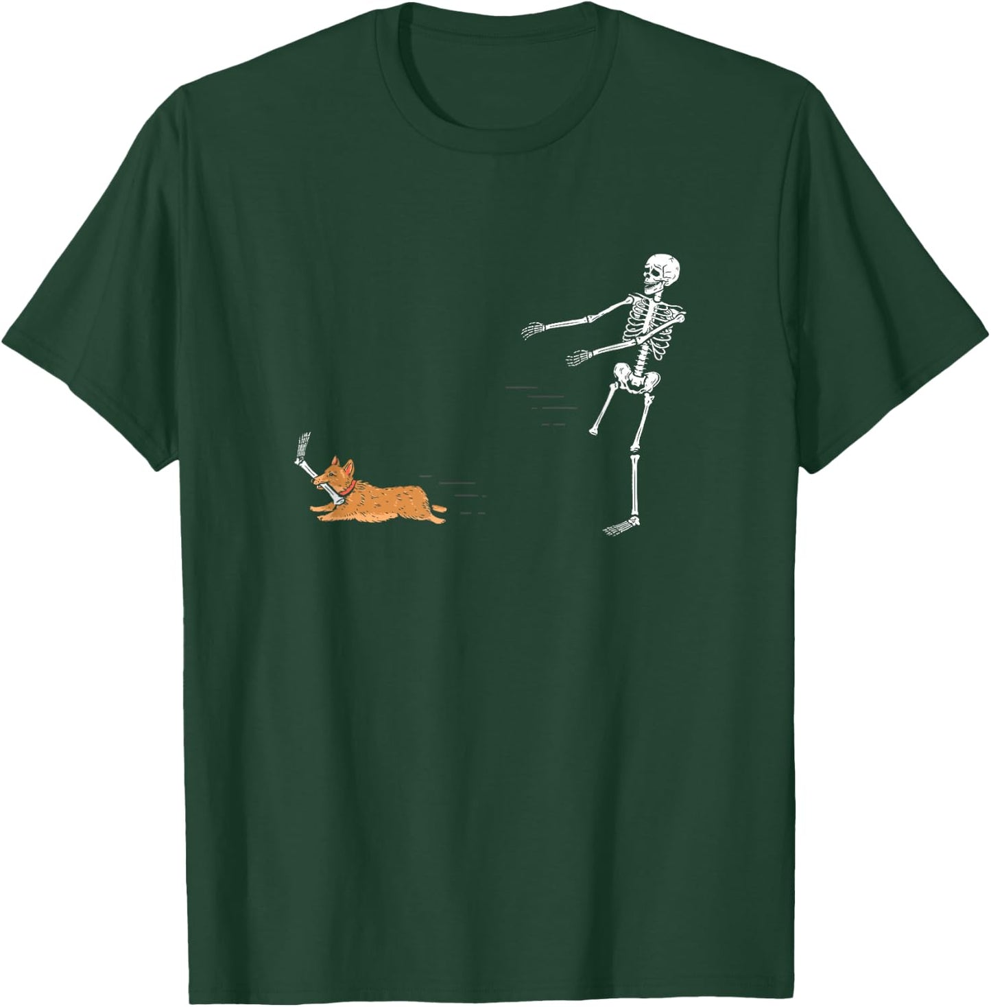 Cute Corgi Dog | Funny Skeleton Halloween T-Shirt - T-Shirt | Forest