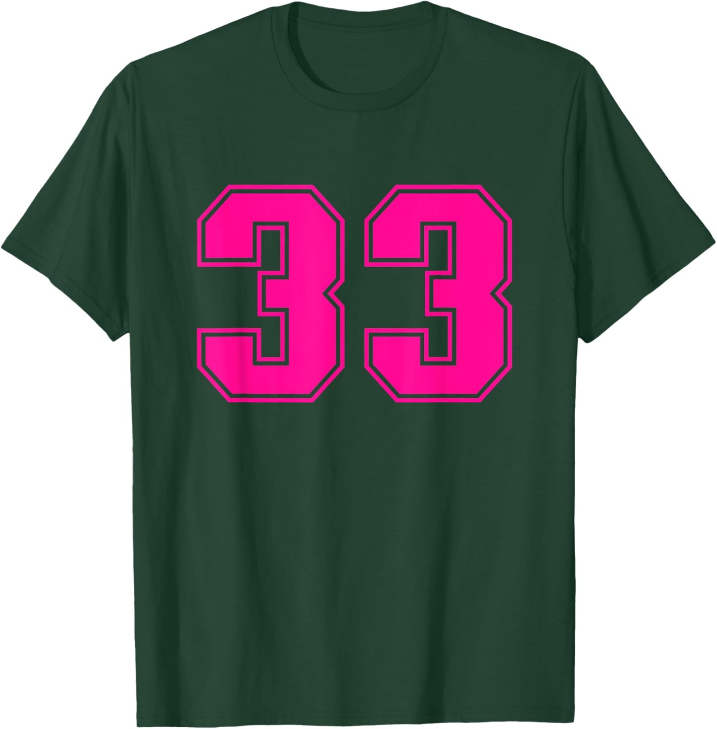 Number #33 Pink Sports Fan Jersey Number T-Shirt - T-Shirt | Forest