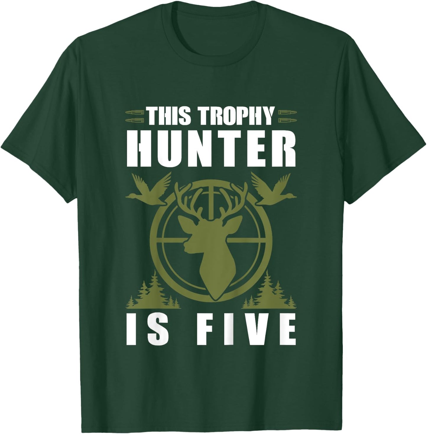 Trophy Hunter Is 5 Years Old Birthday 5th Birthday Squad Kid T-Shirt - T-Shirt | Forest