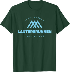 Lauterbrunnen Mountain Holiday Skiing Switzerland T-Shirt - T-Shirt | Forest