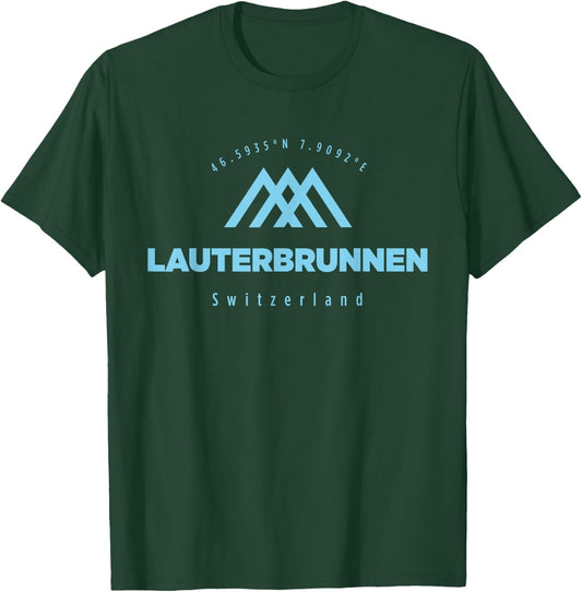 Lauterbrunnen Mountain Holiday Skiing Switzerland T-Shirt - T-Shirt | Forest