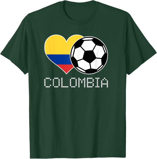 Colombia Soccer Colombian Flag Love Country Pride Heart T-Shirt - T-Shirt | Forest