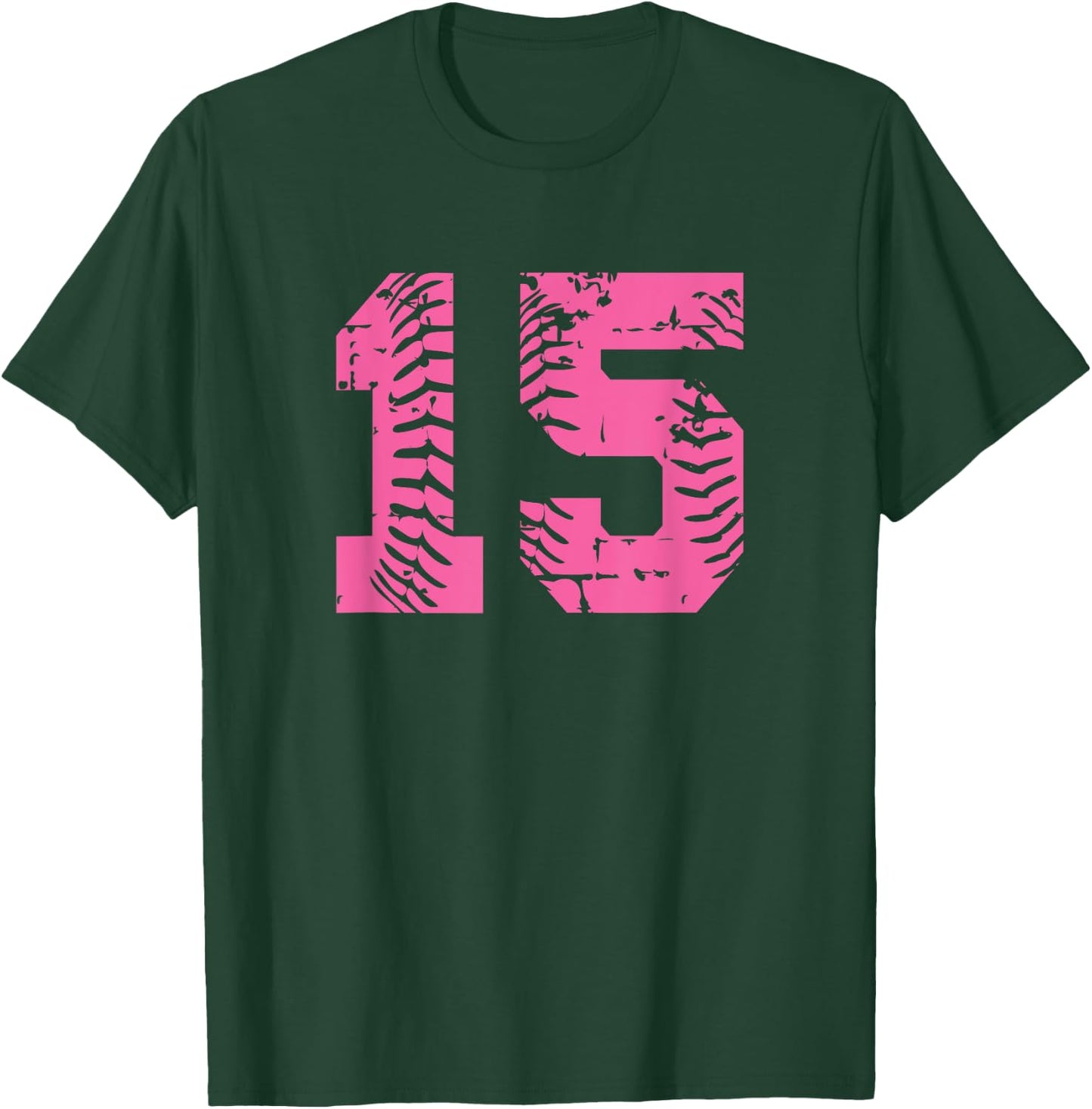 Baseball Softball Pink Number #15 T-Shirt - T-Shirt | Forest