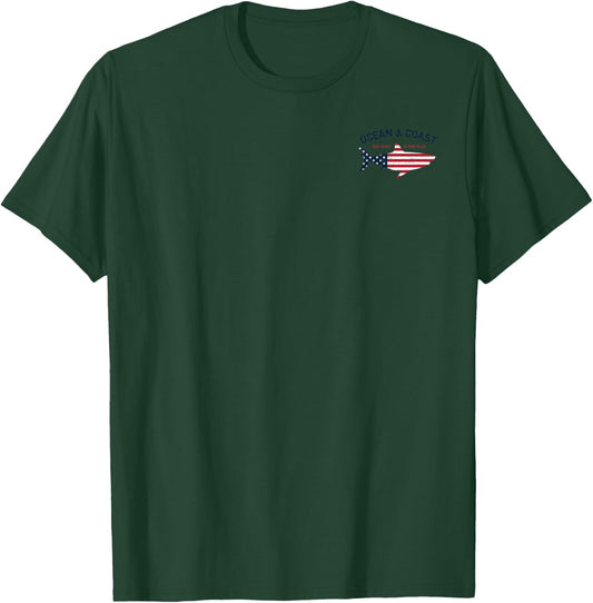 Trendy Ocean & Coast Fishing Patriotic Flag T-Shirt - T-Shirt | Forest
