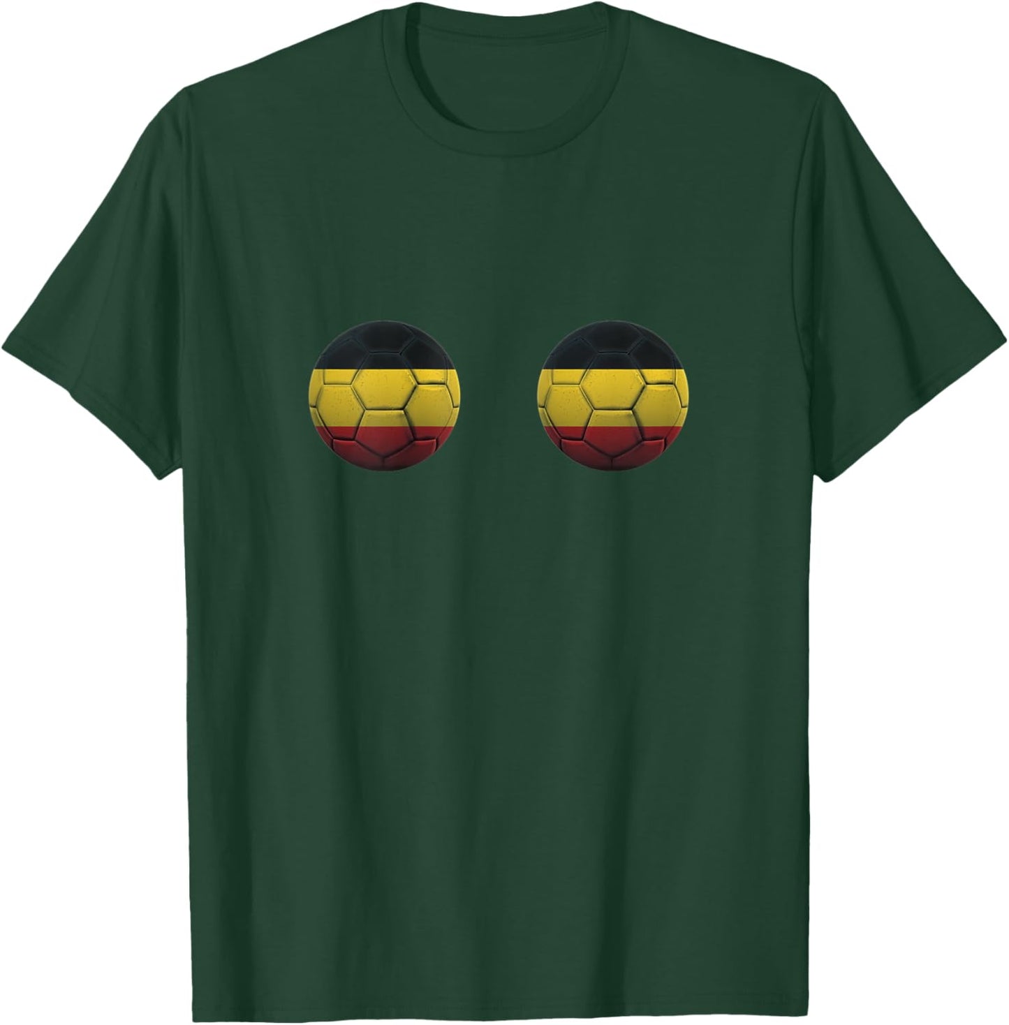 Belgium Soccer Shirt Belgian Flag Boobs Soccer Balls T-Shirt - T-Shirt | Forest