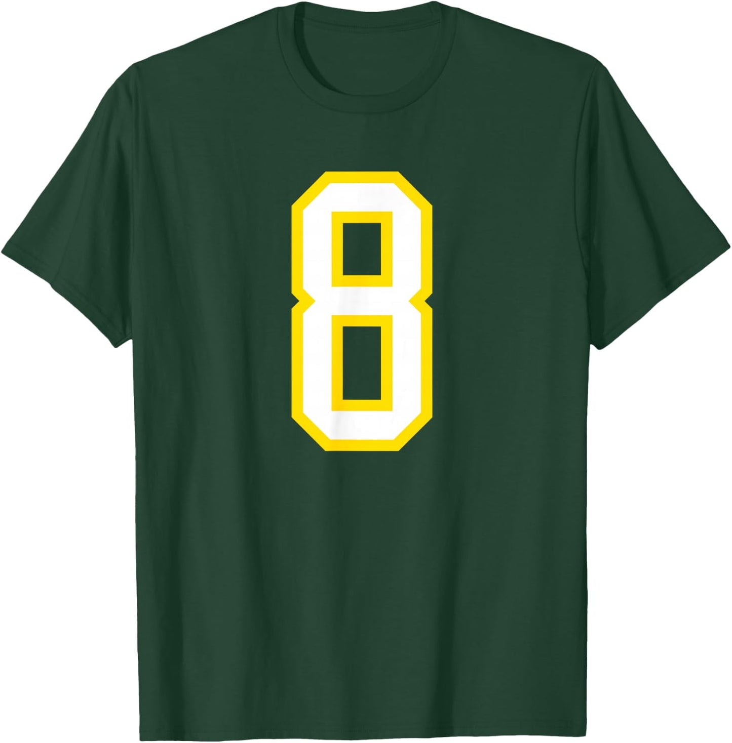 Number #8 Yellow White Sports Team T-Shirt - T-Shirt | Forest
