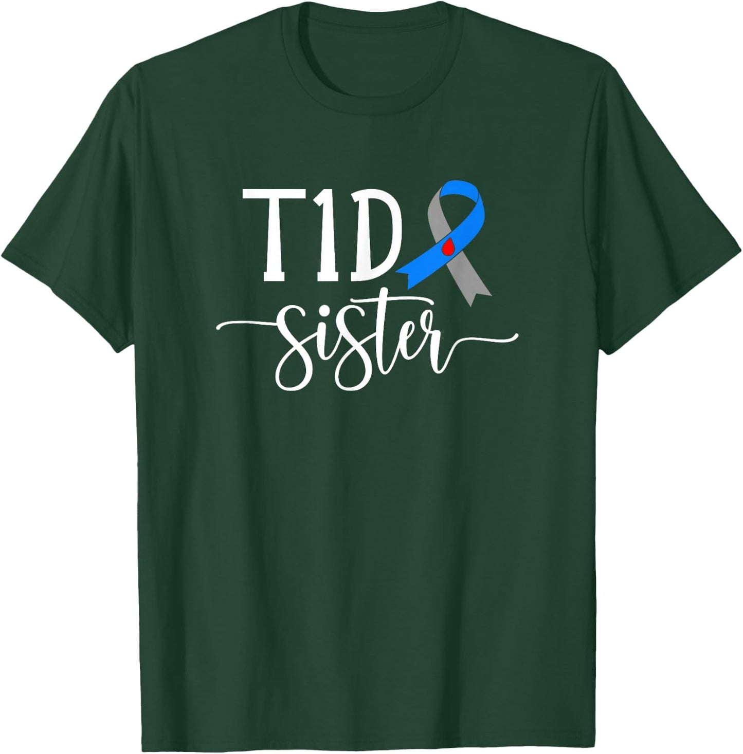 Boho T1D Diabetes Warrior Sister Type 1 Diabetes Awareness T-Shirt - T-Shirt | Forest