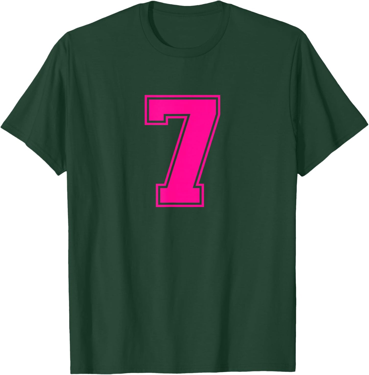 Number 7 Pink Sports Team T-Shirt - T-Shirt | Forest