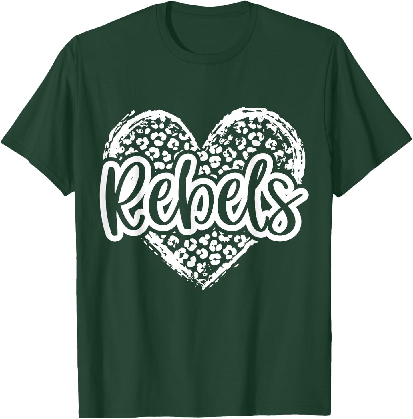 Leopard Cheetah Heart REBELS School Spirit Top Distressed T-Shirt - T-Shirt | Forest