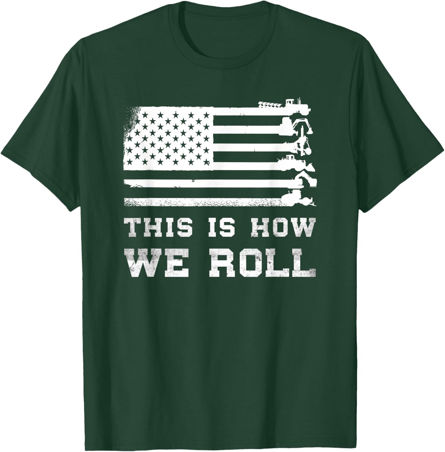 Patriotic Construction Worker USA Heavy Equipment Operator T-Shirt - T-Shirt | Forest