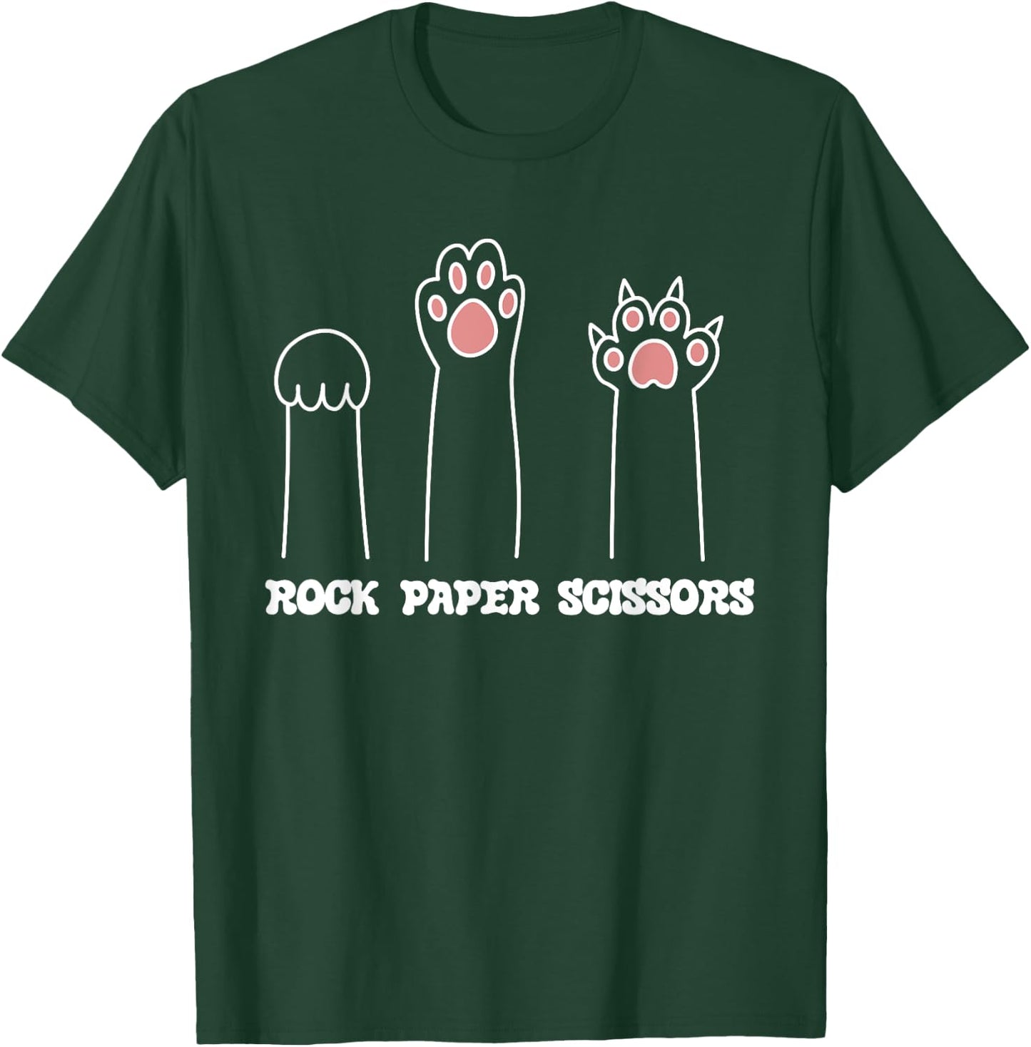 Rock Paper Scissors Hand Game Cute Paw Funny Cat Women Girls Kids T-Shirt - T-Shirt | Forest