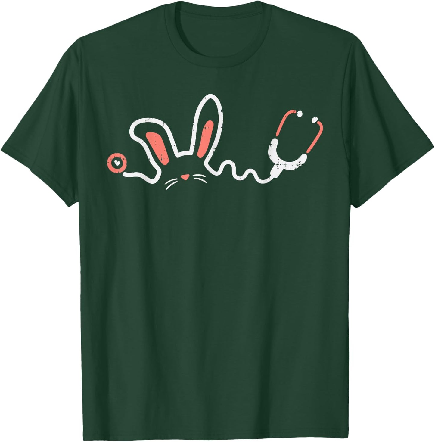 Easter Bunny Stethoscope Nurse Doctor Rabbit Scrub Top Women T-Shirt - T-Shirt | Forest