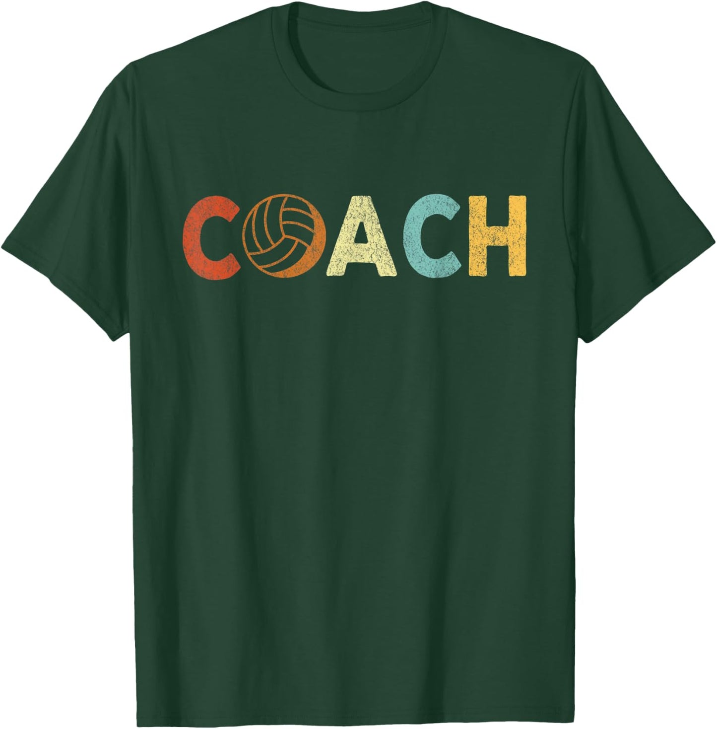 Vintage Volleyball Coach Volleyball Coaching Retro T-Shirt - T-Shirt | Forest