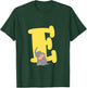 Cute Elephant Letter E Alphabet Boys Girls Initial T-Shirt - T-Shirt | Forest