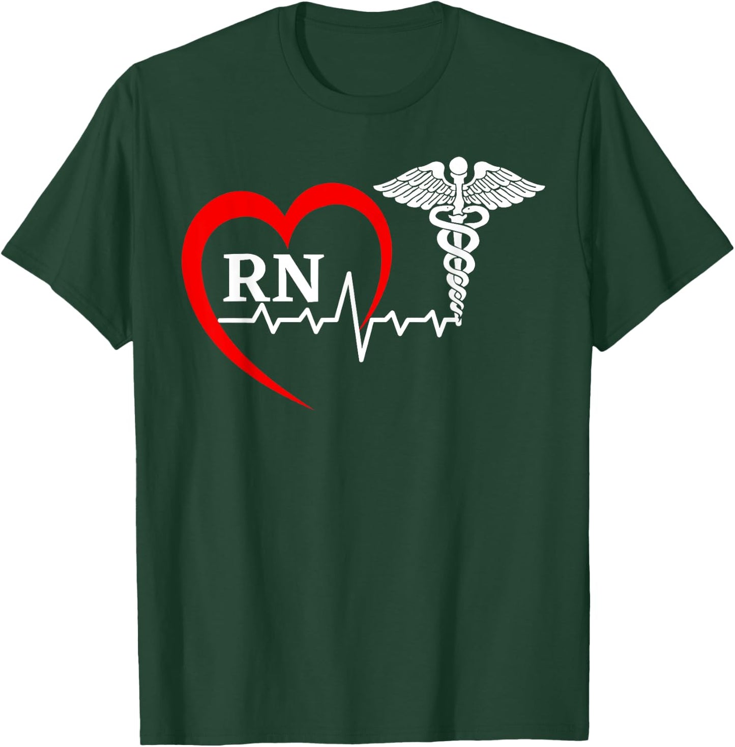 Nurses Day Caduceus Nurse Week 2023 Heartbeat Medical RN T-Shirt - T-Shirt | Forest