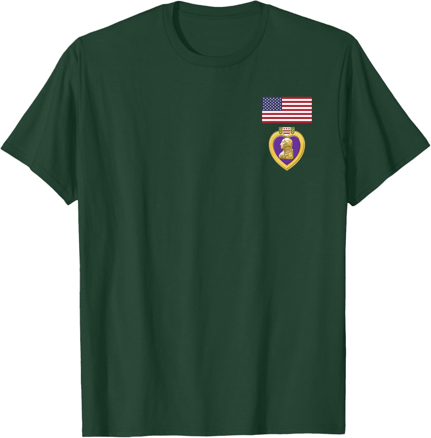 Purple Heart Veteran Pride -american Flag Above Purple Heart T-Shirt - T-Shirt | Forest