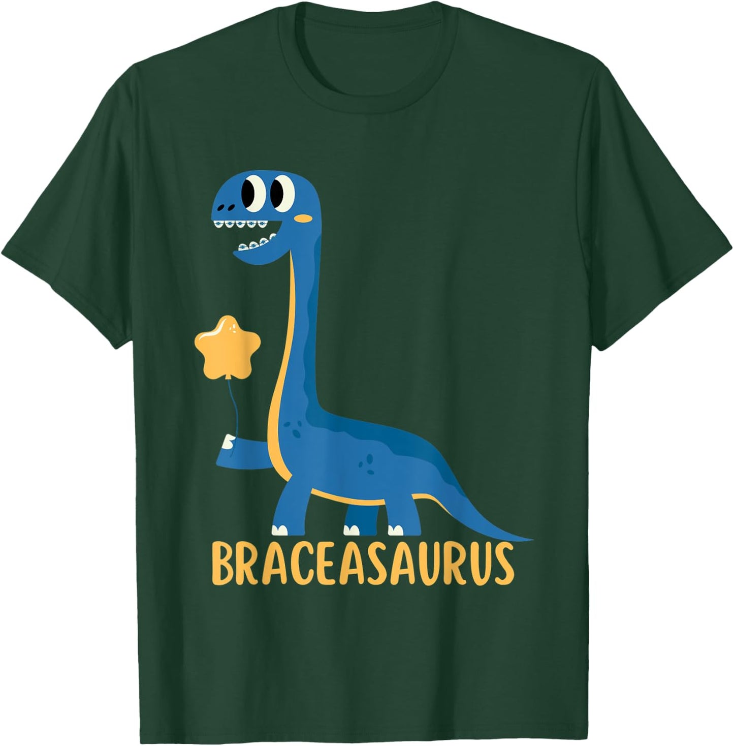 Dinosaur Funny Braces BRACEASAURUS Orthodontist T-Shirt - T-Shirt | Forest