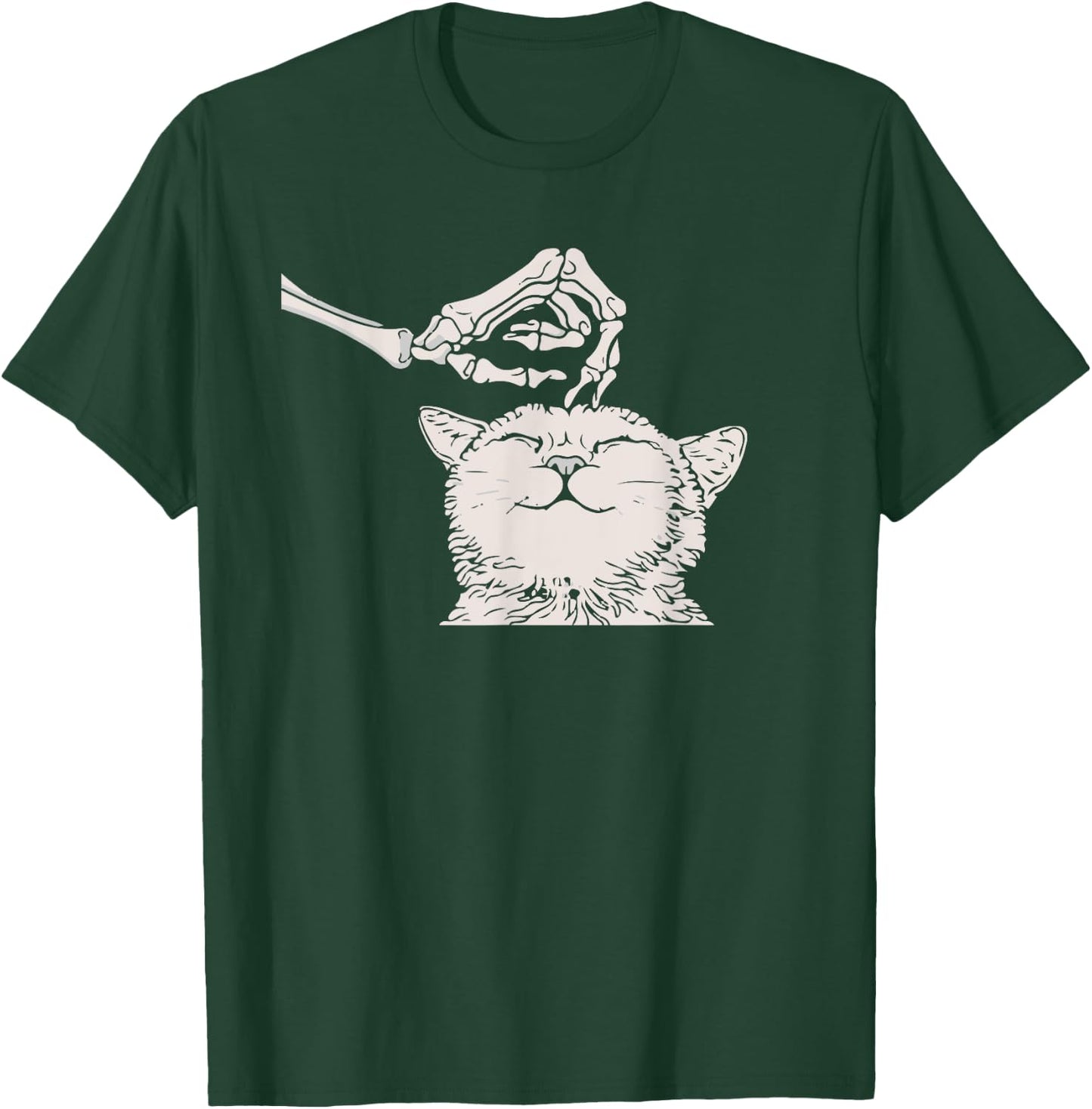 Cat Skeleton Hand Lazy Halloween Costume Cool Bones Kitten T-Shirt - T-Shirt | Forest