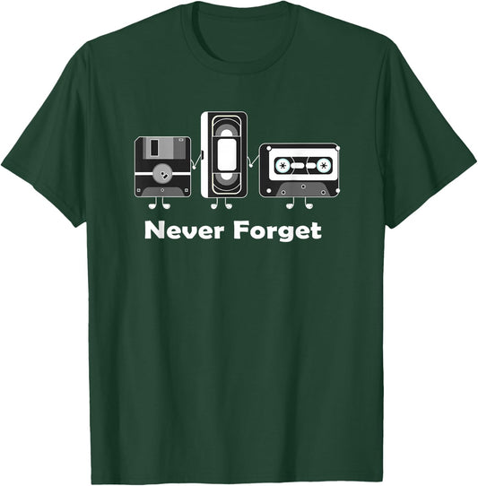 Never Forget VHS Tape Cassette Floppy Disk T-Shirt - T-Shirt | Forest