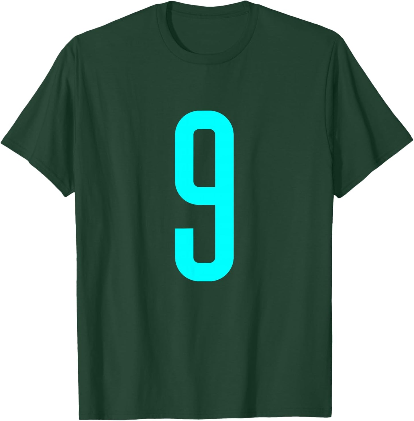 Number 9 Cyan Sports Team T-Shirt - T-Shirt | Forest