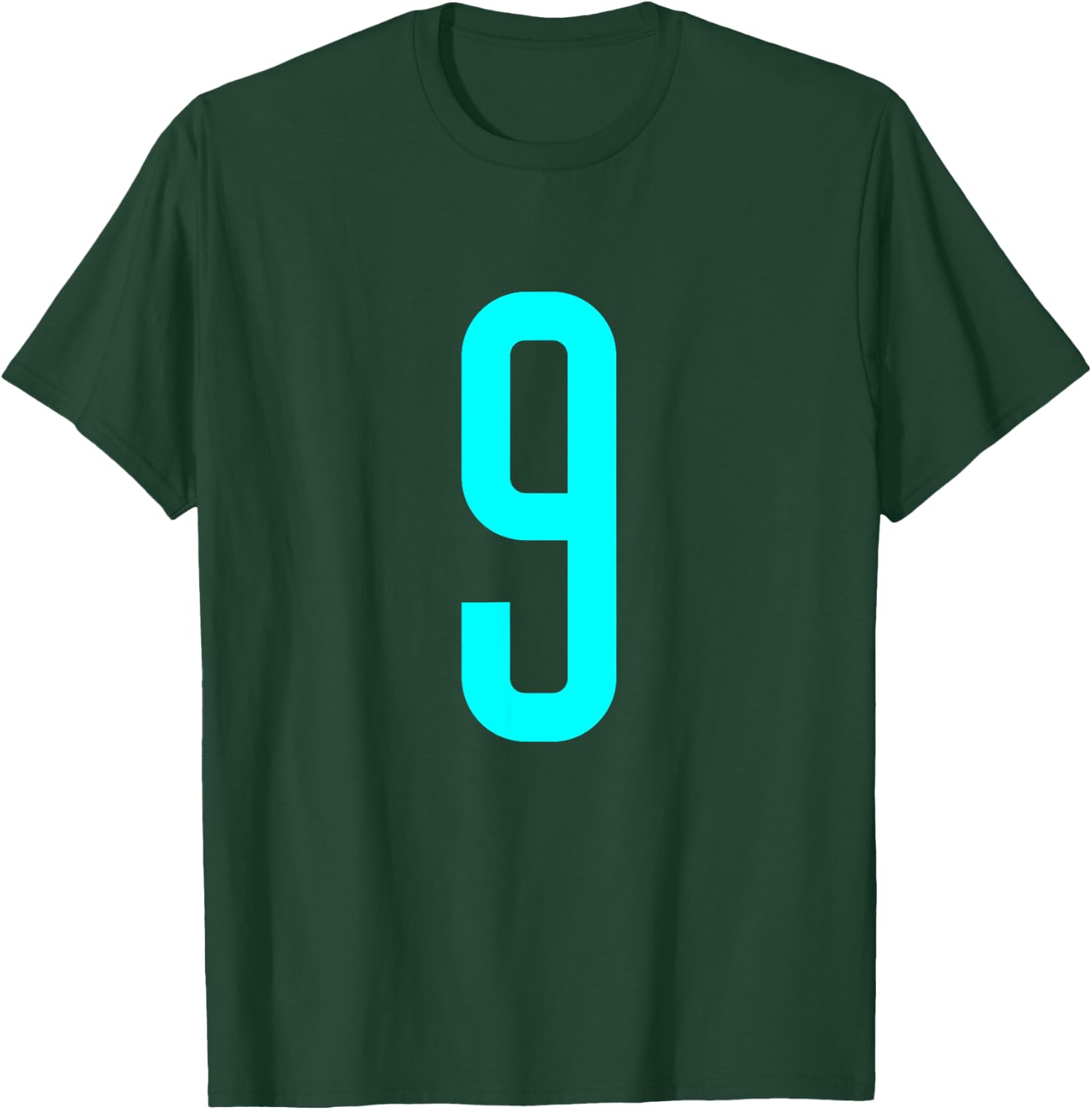 Number 9 Cyan Sports Team T-Shirt - T-Shirt | Forest