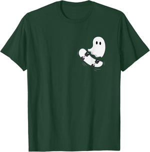 Ghost Skateboard Lazy Halloween Costume Funny Skateboarding T-Shirt - T-Shirt | Forest
