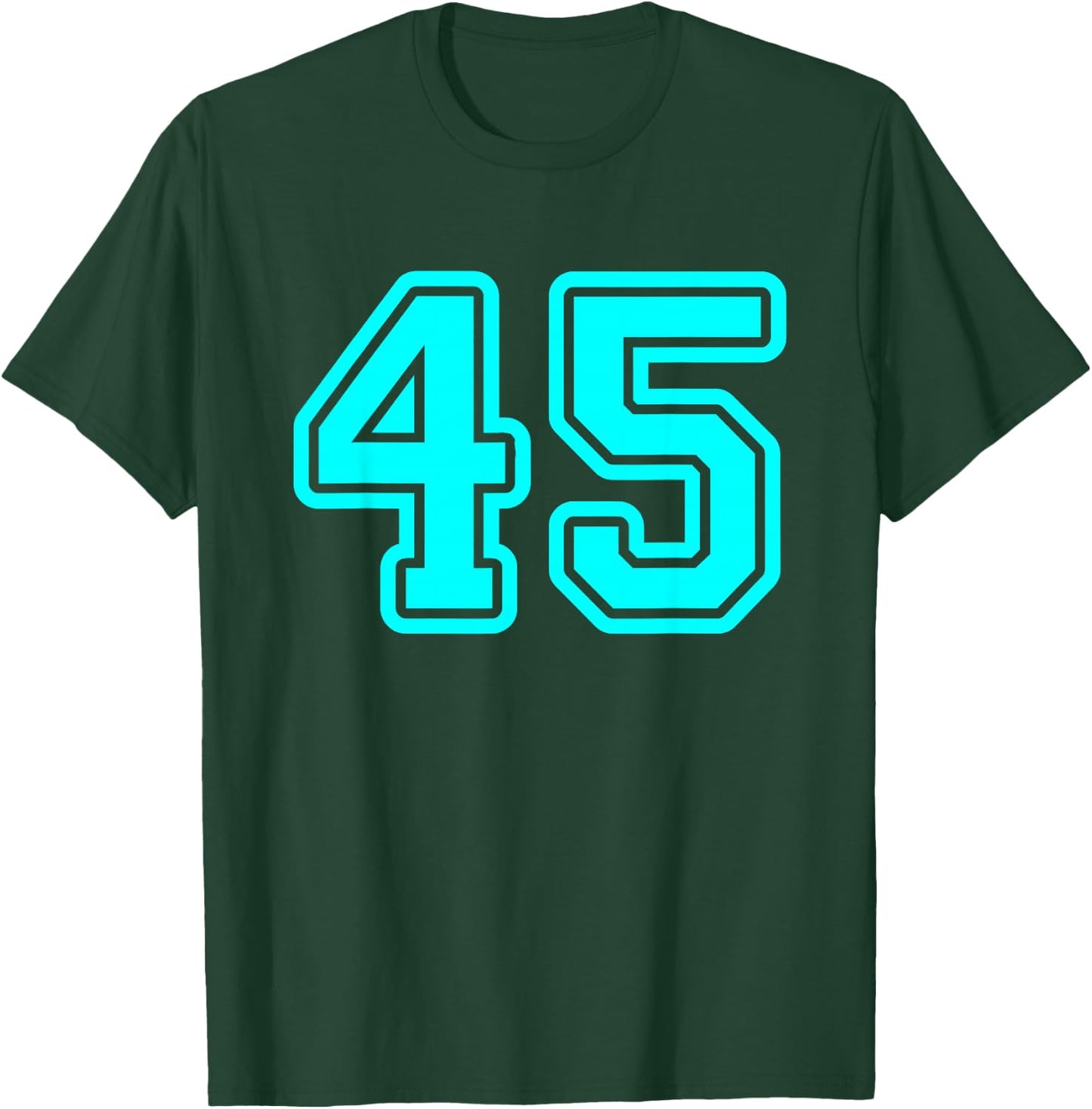 Number #45 Cyan Sport Varsity Number 45 T-Shirt - T-Shirt | Forest