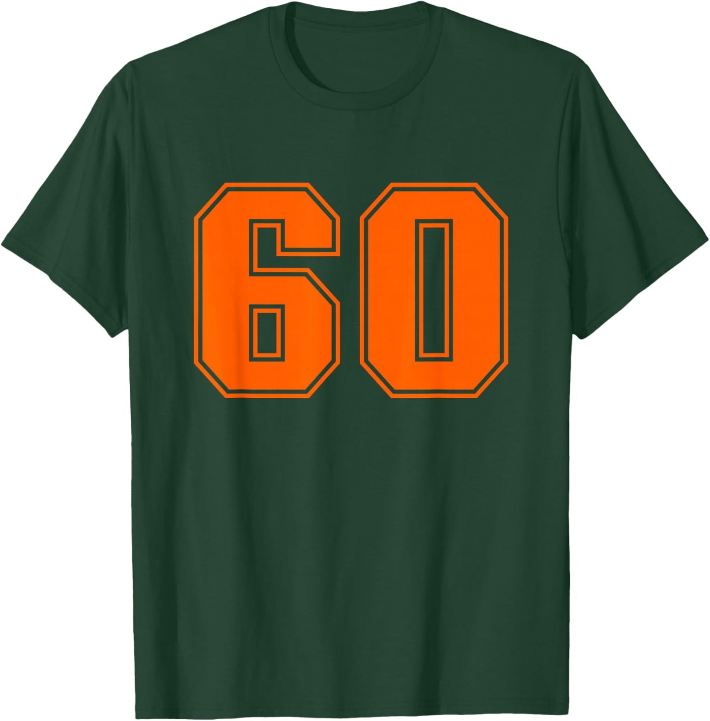Number #60 Orange Sports Jersey Lucky Number T-Shirt - T-Shirt | Forest