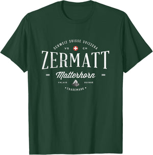 Matterhorn Zermatt Switzerland Hiker Mountaineering Holiday T-Shirt - T-Shirt | Forest