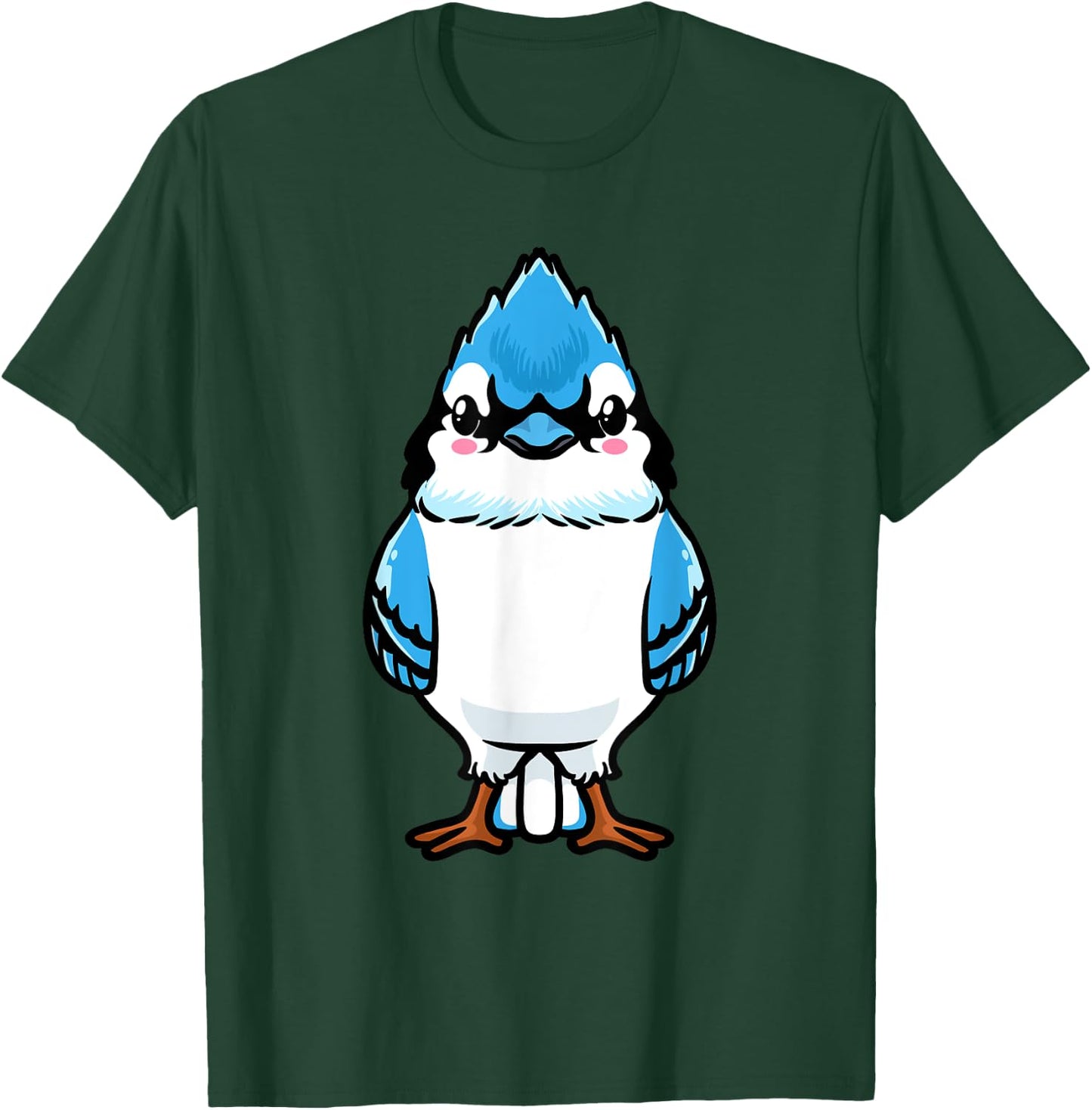 Luvevebluejaytha Blue Jay Bird Cyanocitta Cristata Design , Black, Small, Short Sleeve, Classic Fit, Cotton Blend, Bird Print Design, Blended Fabric T-Shirt - T-Shirt | Forest